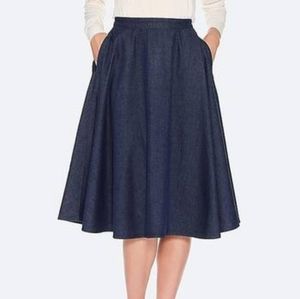 Uniqlo Chambray Denim Circle Blue Wash Skirt, Small